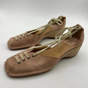 V S ITALY SUEDE LEATHER SQUARE TOE Wedge Heel Size 6.5